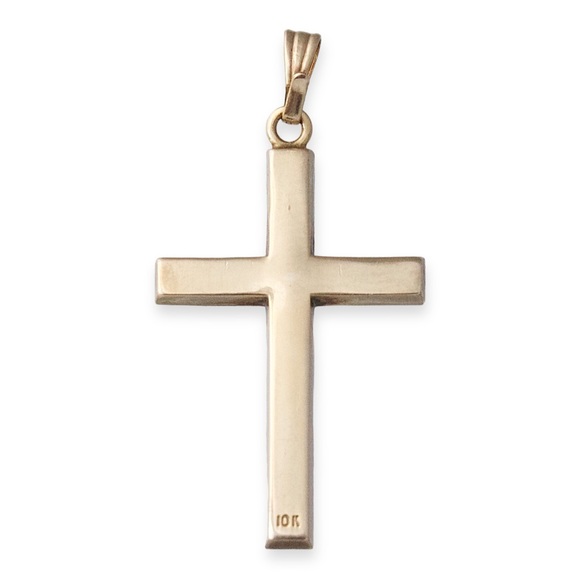 Vintage 10K Gold Cross Necklace Pendant Solid Yellow Gold - Picture 6 of 7
